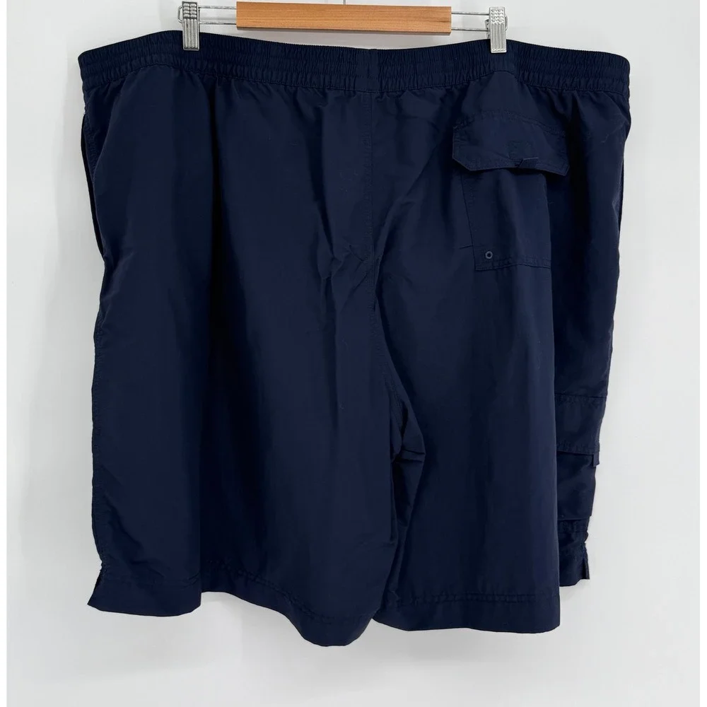 Caribbean Swimwear Mens Sz 4XB Navy Blue Cargo Swim Trunks Mesh Lined Big & Tall